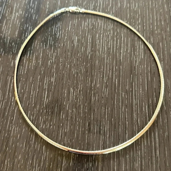 925 Sterling silver rhodium plated omega 16" .  14.07 g of silver! - Picture 10 of 16